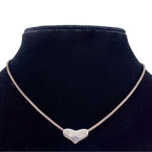 USA Vintage .999 Silver Heart Necklace on Snake Chain
